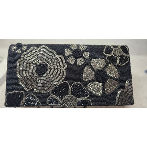 Like New Ricki Designs Hand-beaded Raised Flower Clutch